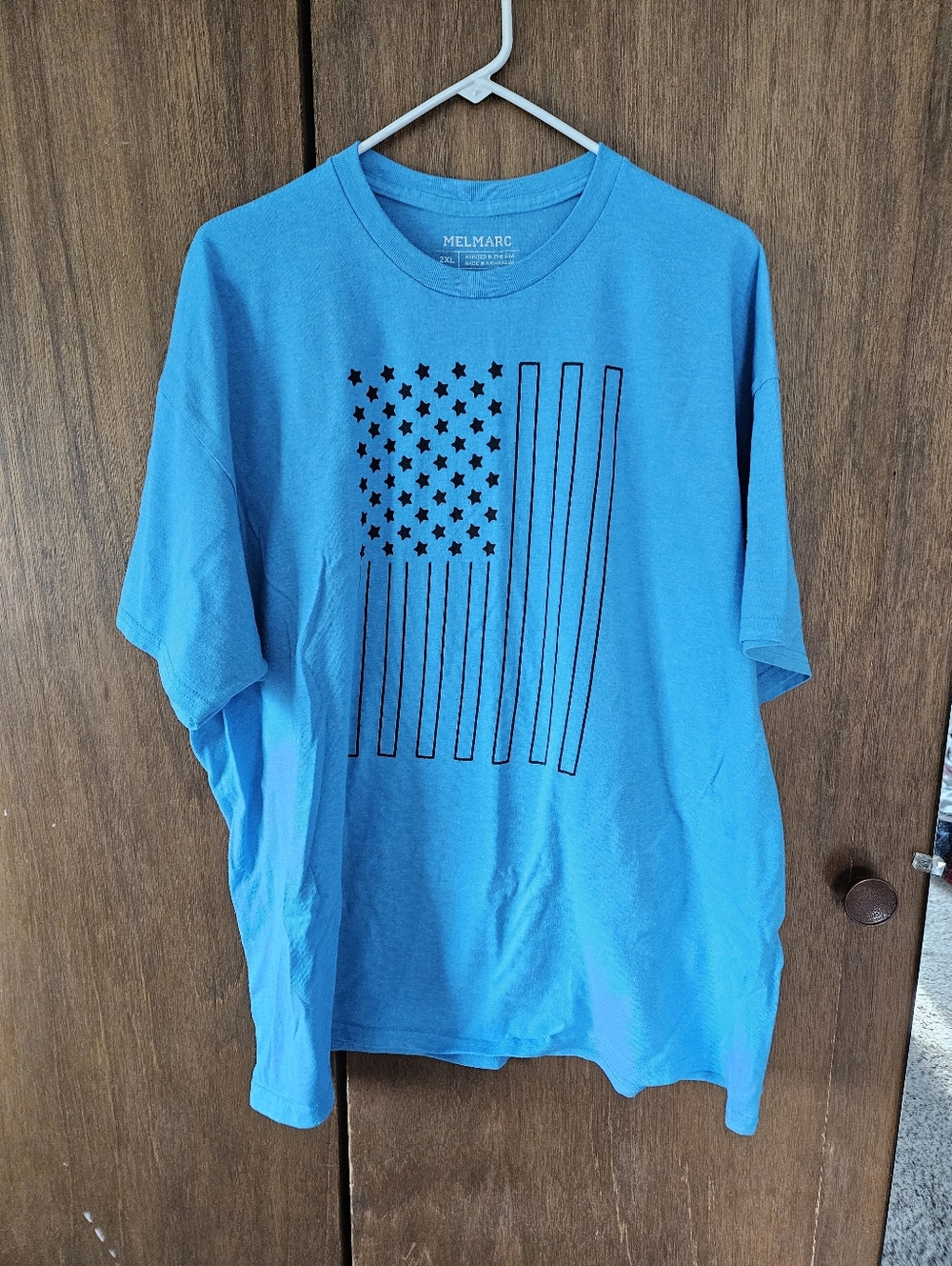 MelMarc Blue Graphic Flag T-Shirt Mens 2XL